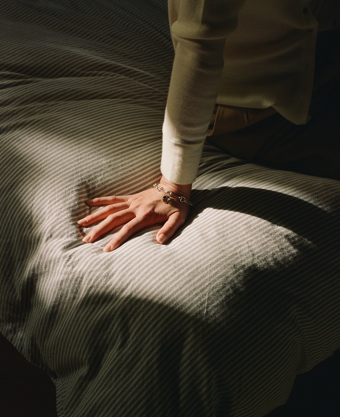 Pin Link Bracelet with Smoky Quartz and Moissanite